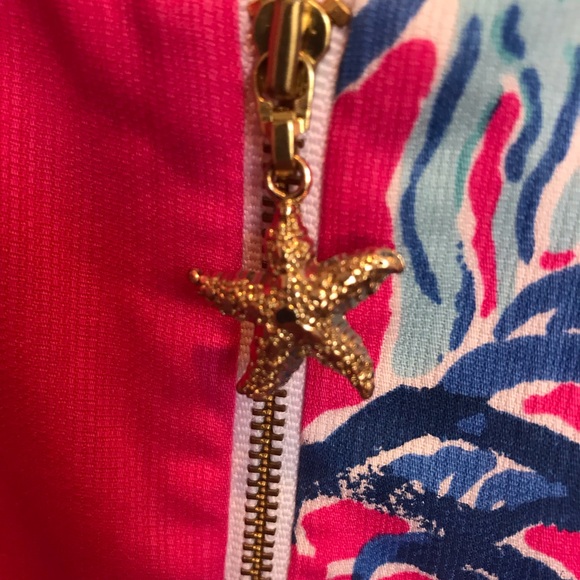 Lily Pulitzer Coral Pink/Blue Shift Dress Size 4 - Picture 7 of 8